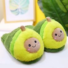 Load image into Gallery viewer, Plush Avocado Slippers Fruit Toys Cute Warm Winter Shoes Women Indoor Household Slippers With Fuzzy Plush Faux Fur Comfy Memory Foam Slip On House Shoes