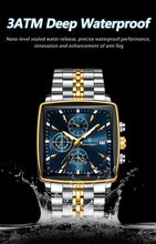 Load image into Gallery viewer, POEDAGAR Men's Square Chronograph Watch - Luminous Waterproof Stainless Steel Quartz Wristwatch