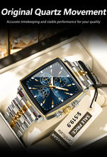 Load image into Gallery viewer, POEDAGAR Men's Square Chronograph Watch - Luminous Waterproof Stainless Steel Quartz Wristwatch