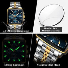 Load image into Gallery viewer, POEDAGAR Men's Square Chronograph Watch - Luminous Waterproof Stainless Steel Quartz Wristwatch