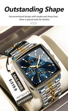 Load image into Gallery viewer, POEDAGAR Men's Square Chronograph Watch - Luminous Waterproof Stainless Steel Quartz Wristwatch