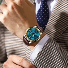 Load image into Gallery viewer, POEDAGAR Waterproof Leather Men's Quartz Watch