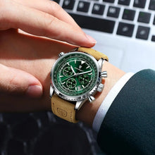 Load image into Gallery viewer, POEDAGAR Men's Luxury Quartz Chronograph Watch - Waterproof, Luminous, Leather - Military Sports Style