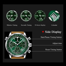 Load image into Gallery viewer, POEDAGAR Men's Luxury Quartz Chronograph Watch - Waterproof, Luminous, Leather - Military Sports Style