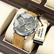 Load image into Gallery viewer, POEDAGAR Men's Luxury Quartz Chronograph Watch - Waterproof, Luminous, Leather - Military Sports Style