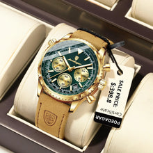 Load image into Gallery viewer, POEDAGAR Men's Luxury Quartz Chronograph Watch - Waterproof, Luminous, Leather - Military Sports Style