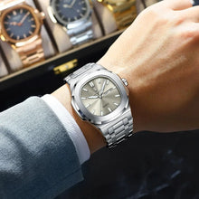 Load image into Gallery viewer, POEDAGAR Military Square Watch for Men - Waterproof, Luminous, Date & Week Display, Stainless Steel Quartz