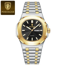 Load image into Gallery viewer, POEDAGAR Military Square Watch for Men - Waterproof, Luminous, Date & Week Display, Stainless Steel Quartz
