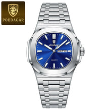 Load image into Gallery viewer, POEDAGAR Military Square Watch for Men - Waterproof, Luminous, Date & Week Display, Stainless Steel Quartz