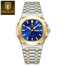 Load image into Gallery viewer, POEDAGAR Military Square Watch for Men - Waterproof, Luminous, Date & Week Display, Stainless Steel Quartz