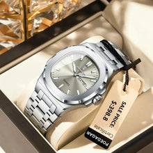 Load image into Gallery viewer, POEDAGAR Military Square Watch for Men - Waterproof, Luminous, Date & Week Display, Stainless Steel Quartz