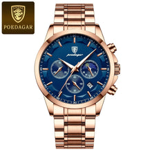 Load image into Gallery viewer, POEDAGAR Luxury Men's Chronograph Watch - Waterproof, Luminous, Leather Strap