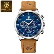 Load image into Gallery viewer, POEDAGAR Luxury Men's Chronograph Watch - Waterproof, Luminous, Leather Strap