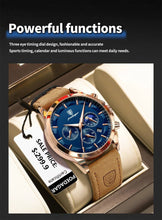 Load image into Gallery viewer, POEDAGAR Luxury Men's Chronograph Watch - Waterproof, Luminous, Leather Strap