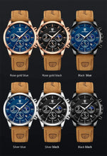 Load image into Gallery viewer, POEDAGAR Luxury Men's Chronograph Watch - Waterproof, Luminous, Leather Strap
