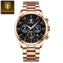 Load image into Gallery viewer, POEDAGAR Luxury Men's Chronograph Watch - Waterproof, Luminous, Leather Strap
