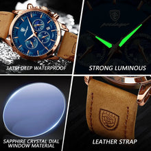 Load image into Gallery viewer, POEDAGAR Luxury Men's Chronograph Watch - Waterproof, Luminous, Leather Strap