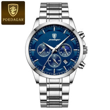 Load image into Gallery viewer, POEDAGAR Luxury Men's Chronograph Watch - Waterproof, Luminous, Leather Strap