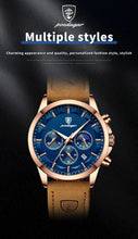 Load image into Gallery viewer, POEDAGAR Luxury Men's Chronograph Watch - Waterproof, Luminous, Leather Strap