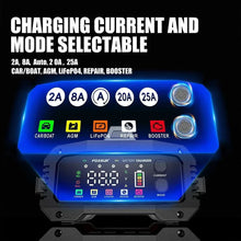 Load image into Gallery viewer, Brand Name Portable Smart Car Battery Charger - 25A/15A for 12V-24V Batteries, Pulse Repair, AGM, GEL, LiFePo4