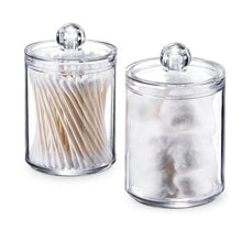 Load image into Gallery viewer, Portable 2pcs Cosmetics Storage Box Makeup Organizer Bathroom Jar Cotton Swab Cotton Pad Jewelry Round Plastic Box Storage Container
