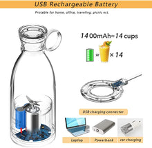 Load image into Gallery viewer, Portable Blender Juicer Bottle Mixer Electric Wireless Charge Mini Fruit Mixers Juicer Cup Blender Milkshake Juice Maker Machine Portable Mini Blender with Wireless Charging for Home, Office & Outdoor Juicer