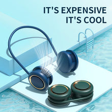 Load image into Gallery viewer, Portable Hanging Neck Fan 3-Speed Adjustable Twin Turbo USB Charge Folding Storage Silent Fans Cool Summer Work Sports Equipment Neck Hanging Cooling Fan USB Rechargeable 3 Speed Portable Bladeless Cooler Fan