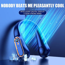 Load image into Gallery viewer, Portable Mini Hanging Neck Fan Bladeless Neckband Fan Digital Display Power Air Cooler USB Rechargeable Electric Fans 5 Speed Personal Neck Fan for Women and Men