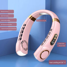 Load image into Gallery viewer, Portable Neck Fan USB Handheld Mute LED Digital Display Leafless Mini Electric Fan Colorful Atmosphere Lights 5th Gear For Rechargeable Personal Wearable Fan with Colorful Flashlight LED Digital Display And Low Noise