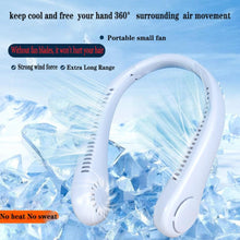 Load image into Gallery viewer, Portable Neck Fan USB Rechargeable Bladeless Fan Mini Electric Ventilator Silent Neckband Wearable Cooling for Sports Wearable Necklace Fan with 3 Speeds for Home Office Travel Outdoor Sports