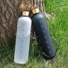 Load image into Gallery viewer, Portable Space Cup Sports Water Bottle Fruit Lemon Juice Drinking Bottle Outdoor travel camping plastic cup beverage utensils Motivational Water Bottle with Time Marker to Drink Reusable Plastic Bottle with BPA Free for Gym and Sports