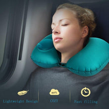 Load image into Gallery viewer, Portable U-Shape Inflatable Travel Pillow Car Head Rest Air Cushion for Travel Office Nap Head Rest Air Cushion Neck Pillow Inflatable Travel Neck Pillows Hand Press U-Shaped Headrest Cushion Compressible Ergonomic Inflating Pillows for Neck Support
