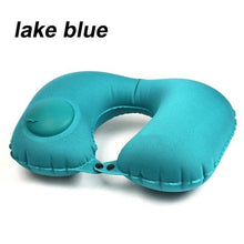 Load image into Gallery viewer, Portable U-Shape Inflatable Travel Pillow Car Head Rest Air Cushion for Travel Office Nap Head Rest Air Cushion Neck Pillow Inflatable Travel Neck Pillows Hand Press U-Shaped Headrest Cushion Compressible Ergonomic Inflating Pillows for Neck Support