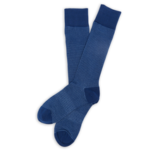Load image into Gallery viewer, Powder / Navy Birdseye Dress Socks