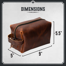 Load image into Gallery viewer, Leather Toiletry Bag for Men | Dopp Kit / Travel Pack