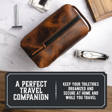 Load image into Gallery viewer, Leather Toiletry Bag for Men | Dopp Kit / Travel Pack