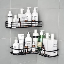 Load image into Gallery viewer, Premium Quality Bathroom Kitchen Punch Corner Frame Shower Shelf Wrought Iron Shampoo Storage Rack Holder with Suction Cup Bathroom Accessories