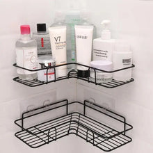 Load image into Gallery viewer, Premium Quality Bathroom Kitchen Punch Corner Frame Shower Shelf Wrought Iron Shampoo Storage Rack Holder with Suction Cup Bathroom Accessories