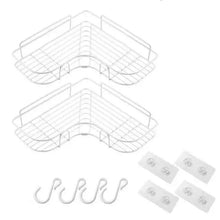 Load image into Gallery viewer, Premium Quality Bathroom Kitchen Punch Corner Frame Shower Shelf Wrought Iron Shampoo Storage Rack Holder with Suction Cup Bathroom Accessories