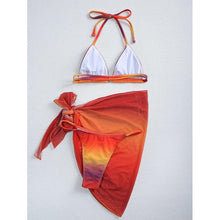 Load image into Gallery viewer, Print Swimsuit 3 Piece Mesh Bikini Set Women's Ribbed Floral Bikini Set Tie Side Swimsuit Cover Ups Daisy Butterfly Print Three Piece Bikini Swimwear Triangle Micro Bikini String Halter Swimwear Women Low Waist Bathing Suit