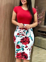 Load image into Gallery viewer, Printed Office Midi Pencil Dress Large Women Dress