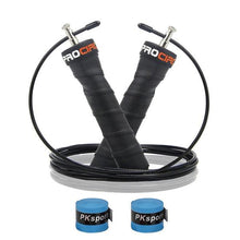 Load image into Gallery viewer, Pro Speed Jump Rope Sweatband Handles Adjustable With Ball Bearings Workout Weight Jump Rope Steel Fast Speed Clip Steel Cable Training Grip Handle With Metal Removable Double Skipping Fitness Training