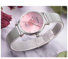 Load image into Gallery viewer, Women's Stylish Elegant Watch With Braided Steel Bracelet With Shiny Background Unique Design Perfect Gif