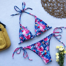 Load image into Gallery viewer, Beautiful Multicolored Women High Waist Bikini Swimwear Women Halter Push Up Bikini Set Swimsuit Women's Flower Print Bikini High Waist Beach Swimsuits Sporty Two Piece Bathing Suit Female Beach Wear Bathing Suit