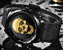 Load image into Gallery viewer, Men's Waterproof Stainless Steel Watch 3D Skull And Fluorescent Hands Unique Design Perfect Gift