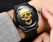 Load image into Gallery viewer, Men's Waterproof Stainless Steel Watch 3D Skull And Fluorescent Hands Unique Design Perfect Gift