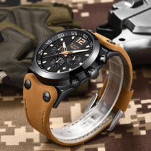 Load image into Gallery viewer, Men's Waterproof Watch With Leather Belts, Chronometers And Day Display Fluorescent Pointers Excellent Gift Unique Design