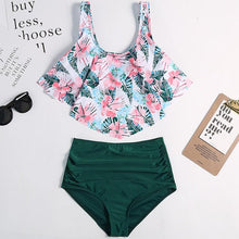 Load image into Gallery viewer, Women High Waist Bikini Plus Size Swimwear Summer Swimsuit Beach Bathing Suit Ruffle Bikini Floral Printed Ruffle High Waist Bikini Set Women's Tummy Control Bathing Suit Swimsuit Flounce Peplum