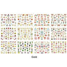 Load image into Gallery viewer, Gold Moon Star 3D Nail Stickers Ultra-thin Adhesive Decals Nail Art Decorations Stamping Manicure Nails Stickers Tool 3d Nail Decal Stickers Manicure Nail Art Decoration Accessories Holographic Old English Character Nail Self-Adhesive Sticker