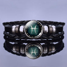 Load image into Gallery viewer, 12 Zodiac Signs Charm Bracelet Men Women Fashion Multilayer Weave Leather Charms 12 Twelve Constellations PU Leather Bracelet Braided Punk Zodiac Sign Bangle